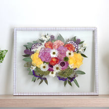 Load image into Gallery viewer, Colorful pressed flowers in a glass frame
